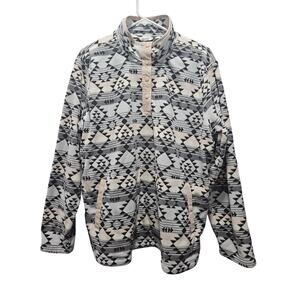 Duluth Trading Co Gray White Neutral Aztec Fleece Pullover Jacket XXL
